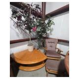 Glider Chair, Faux Trees, Corner End Table