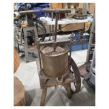 Vintage Press on Stand and Metal Wheel