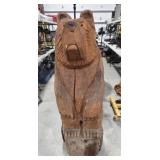 Large Carved Wood Bear Statue