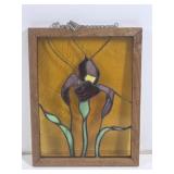 Framed Stained Glass Iris Panel
