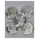 5 Morgan Silver Dollars: 1881 S & 1884 O (4)