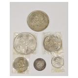 6 Silver Mexican coins: 70% & 30% Silver