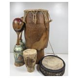 Drums: Clay, Wood, Maracas, Large Bongo