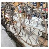 2 Vintage Metal Wagon Wheels, Whiffletree Harness