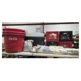 3 Coca Cola Tubs, Portable Umbrellas, Wind Curtain