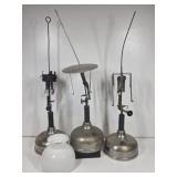 3 Coleman Quick Lite Lanterns, Milk Glass Shade