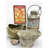 Coal Bucket, Brass Container, Milk Pail