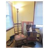 Vintage Rocker, Floor Lamp, Wall Art, Trunk