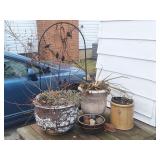Planters, Concrete Bench & Bird Bath, Trellis