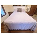 Queen Bed, Nightstands, Lamp, Rug, Bedding