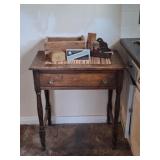 One Drawer Table, Vintage Shaving Supplies