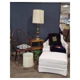 Side Chair & Ottoman, Lamp, Wood Side Chair