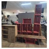 Book Shelf, Wooden Crates, Rustic Bench