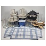 Kitchenwares: Ironstone Dishes, Glass Tumblers