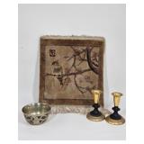 Antique Persian Carved Bowl, Chinese Silk Rug