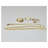 8.34 Grams 14KT Gold Jewelry: Rings, Necklace