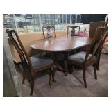 Double Pedestal Dining Table & 4 Chairs