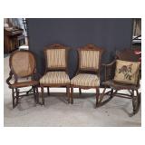 Victorian Parlor Chairs, Cane and Wooden Rockers