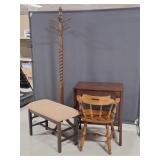 Computer Desk, Chair, Hall Tree, Bench