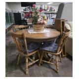 Wooden Pedestal Table & 4 Chairs