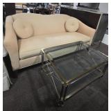 Ethan Allen Sofa, Glass Top Coffee Table