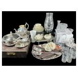 Silver Plate Serving Pieces, Vases, Candlesticks