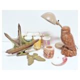 Raffiaware Cups and Carrier, Ceramic Owl