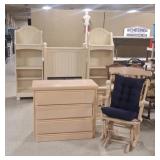 Twin Bedroom Suite, Bassett Dresser, Rocking Chair