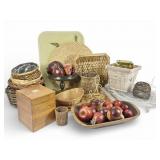 Wooden Bowl, Baskets, Faux Fruit, Humidor