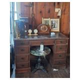 Vintage Desk, Mantel Clock, Marble Top Table
