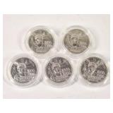5 Piedfort 1986 French Silver Statue Liberty Coins