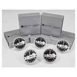 5 Royal Canadian Silver Dollars w/ Cases