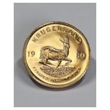 1980 South African Krugerrand 1 OZ Fine Gold Coin