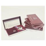 5 Proof 1984 S Olympic Silver Dollars w/ Boxes