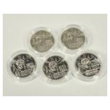 5 Piedfort 1986 French Silver Statue Liberty Coins