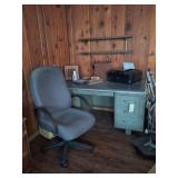 Vintage Steel Desk, Canon Printer, Office Chair