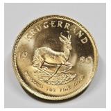 1980 South African Krugerrand 1 OZ Fine Gold Coin