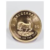 1980 South African Krugerrand 1 OZ Fine Gold