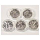 5 Piedfort 1986 French Silver Statue Liberty Coins