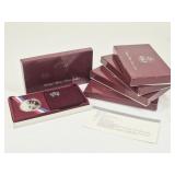 5 Proof 1984 S Olympic Silver Dollars w/ Boxes
