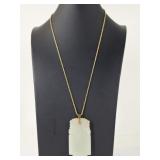 8.87 Grams 14KT Gold Chain w/ Carved Jade Pendant
