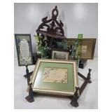 Vintage Green Glass, Wall Art, Hat Rack