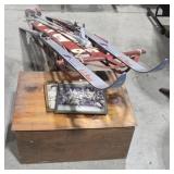 IU painted Sled, Box & L.L. Bean Skis