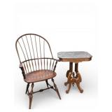 Sack-Back Windsor Chair, Eastlake Marble Table