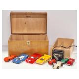 Vintage Slot Cars & Wood Box