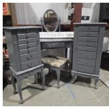 Painted Oak Furniture: Jewelry Armoire, Vanity