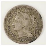 United States 1876 3 Cent Nickel