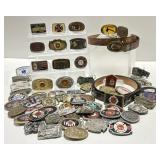 60+ Firefighter Belt Buckles & 2 Belts