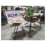 Wood & Metal Desk & Shelf, Macrame Art & Chair