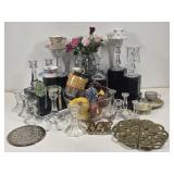 Candlesticks, Brass Trivets, Wall Pocket, Egg